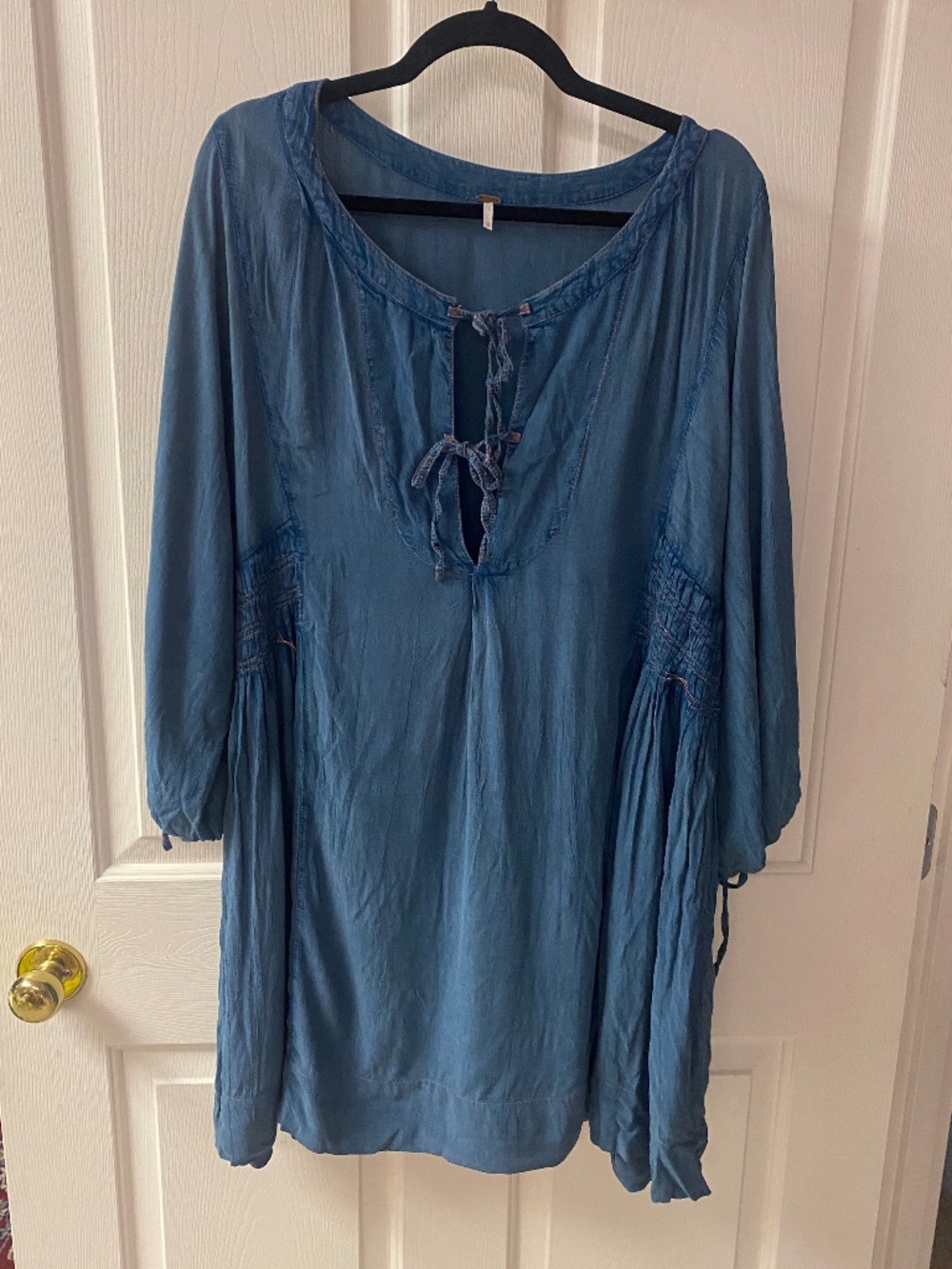 Free People Soft Chambray Tunic Dress Blue Medium Boho
